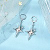 Star Alloy Pendant Leverback Earrings EJEW-JE06120-2