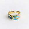 Retro Adjustable Alloy Cubic Zirconia and Enamel Cuff Rings FS-WG5A152-03-1