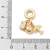 Brass Clear Cubic Zirconia Plane & Egg & Camera European Dangle Charms KK-M305-09G-3