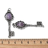 Key Brass Natural Amethyst Big Pendants KK-D361-01AS-16-3