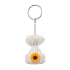 Braided Nylon Thread 
Resin Wood Sunflower Hat Keychains KEYC-JKC01168-2