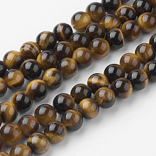 Natural Yellow Tiger Eye Bead Strands G-G735-71-6mm-A