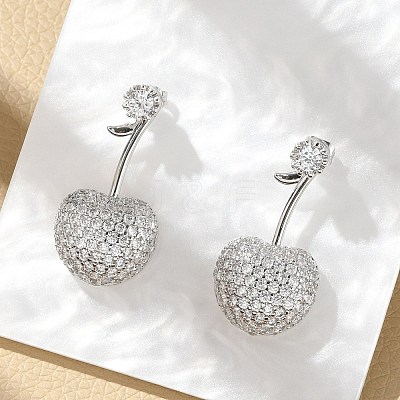 Cherry Brass Micro Pave Cubic Zirconia Stud Earrings EJEW-M077-12P-01-1