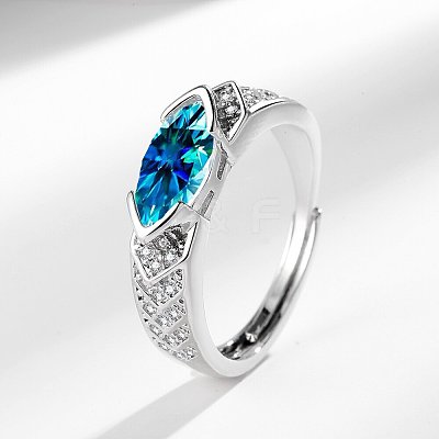 Horse Eye Brass Micro Pave Cubic Zirconia Finger Rings FS-WG116FD-09-1