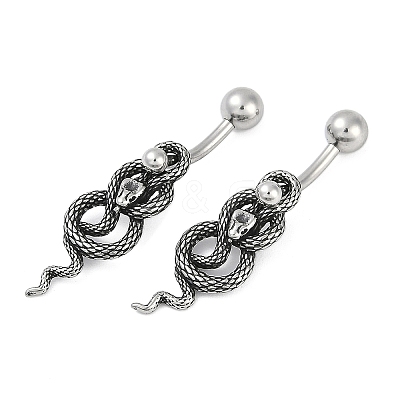 Snake 316 Surgical Stainless Steel Dangle Belly Button Rings EJEW-G416-18B-AS-1