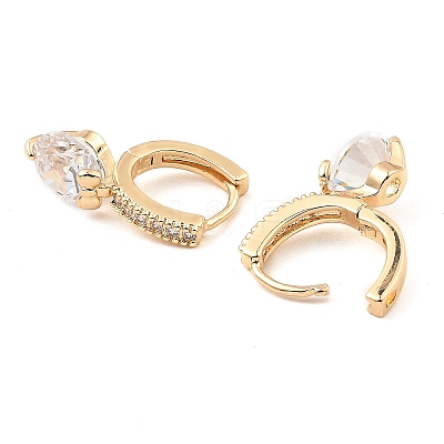 Brass with Cubic Zirconia Dangle Hoop Earrings EJEW-G362-06KCG-1