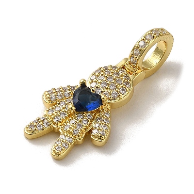 Rack Plating Brass Micro Pave Clear Cubic Zirconia Pendants KK-R158-02B-G-1