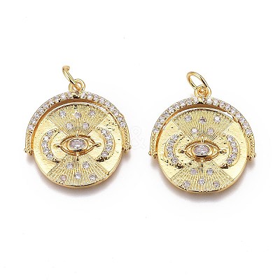 Brass Micro Pave Clear Cubic Zirconia Pendants X-ZIRC-O035-09G-1