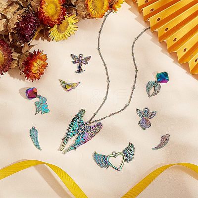 18Pcs 9 Style Rainbow Color Alloy Pendants FIND-FH0004-11-1