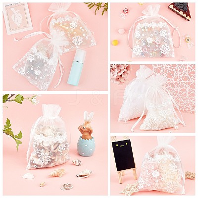 Lace Organza Drawstring Gift Bags OP-WH0009-05-1