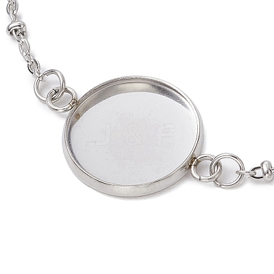 304 Stainless Steel Round Cabochon Setting Bracelets BJEW-JB11090-02-1