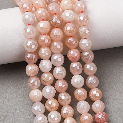 Electroplated Natural Pink Aventurine Beads Strands G-B191-A05-6mm-1