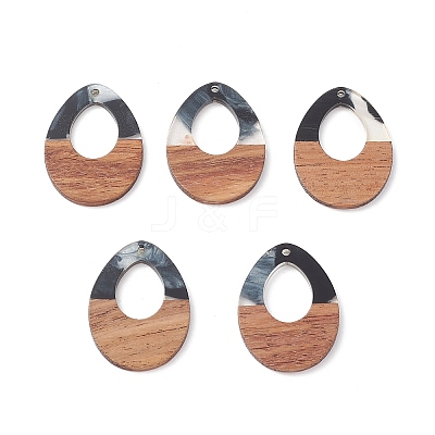 Pearlized Resin & Walnut Wood Pendants WOOD-C016-01E-1