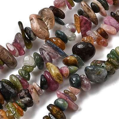 Natural Multicolor Tourmaline Chips Beads Strands F082-01-1
