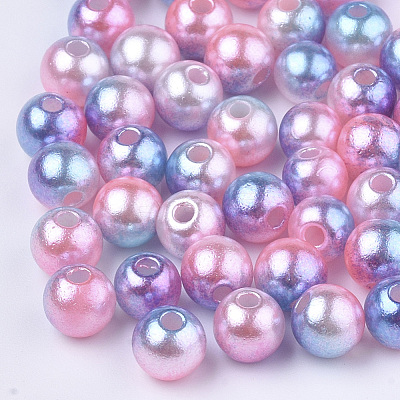 Rainbow ABS Plastic Imitation Pearl Beads OACR-Q174-8mm-13-1