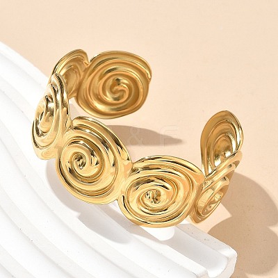 304 Stainless Steel Cuff Bangles for Women AJEW-P127-18G-1