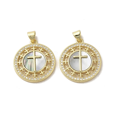 Brass Micro Pave Clear Cubic Zirconia Pendants KK-I708-04D-G-1