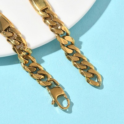 304 Stainless Steel Cuban Link Chain Bracelets for Women BJEW-G779-04A-G-1