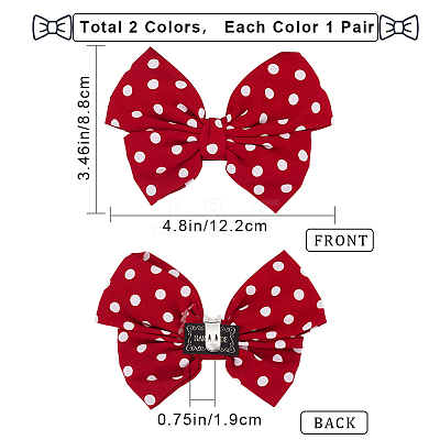 4Pcs 2 Colors Retro Polka Dot Pattern Polyester Bowknot Shoe Decorations FIND-GF0005-02-1