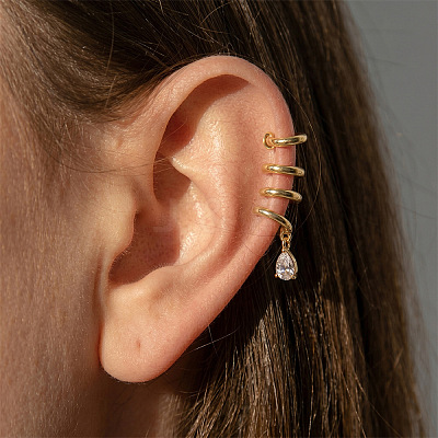 304 Stainless Steel Pave Cubic Zirconia Cuff Earrings WG912F2-01-1