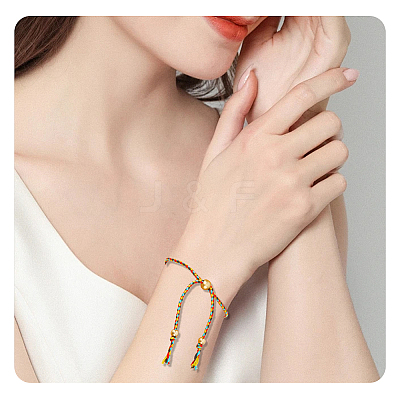 24Pcs 12 Colors Bohemian Braided Polyester Cord Bracelet Making MAK-SP0001-10-1