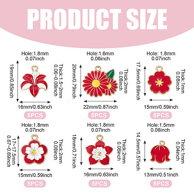 30Pcs 6 Styles Alloy and Enamel Pendants ENAM-TADJ0001-04C-1