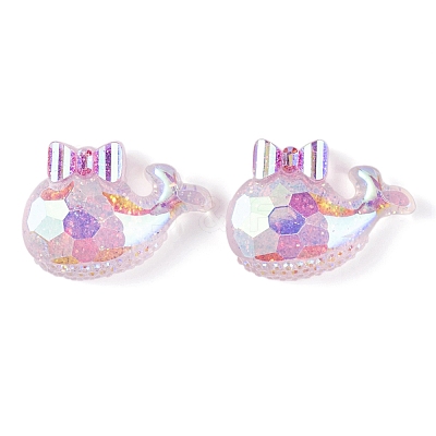 Transparent Epoxy Resin Whale with Bowknot Decoden Cabochons CRES-M034-04A-1