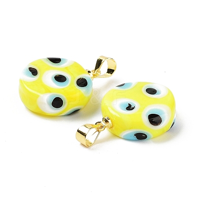 Handmade Evil Eye Lampwork Pendants LAMP-F030-01G-01-1