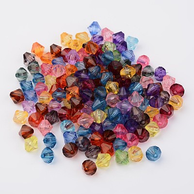 Faceted Bicone Transparent Acrylic Beads DBB16MM-1