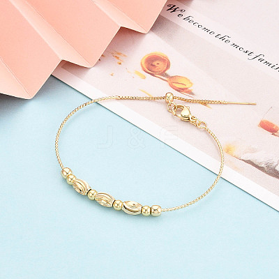 Adjustable Brass Beaded Slider Bracelets for Women BJEW-T022-23G-1