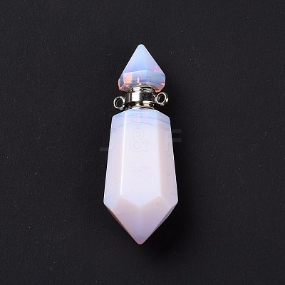 Faceted Glass Perfume Bottle Pendants GLAA-G080-01J-P-1