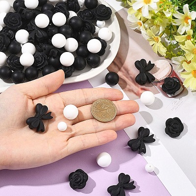 40Pcs 5 Styles Food Grade Eco-Friendly Silicone Focal Beads SIL-YW0002-47-1
