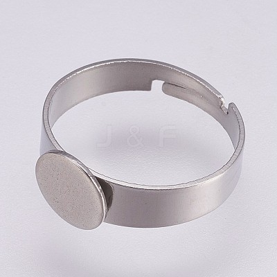 Tarnish Resistant Adjustable 304 Stainless Steel Pad Ring Settings STAS-I088-I-01P-1