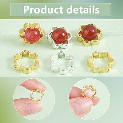 40Pcs 2 Colors Rack Plating Brass Bead Frames KK-PH0006-31-1