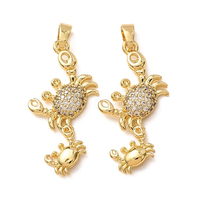 Brass Micro Pave Clear Cubic Zirconia Pendants CU-CBAFC45-01G-1