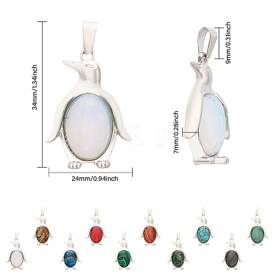 10Pcs 10 Styles Natural & Synthetic Mixed Gemstone Pendants G-GL0001-06-1