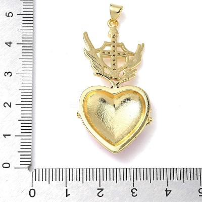Brass Cubic Zirconia & Enamel Pendants KK-L253-24G-02-1