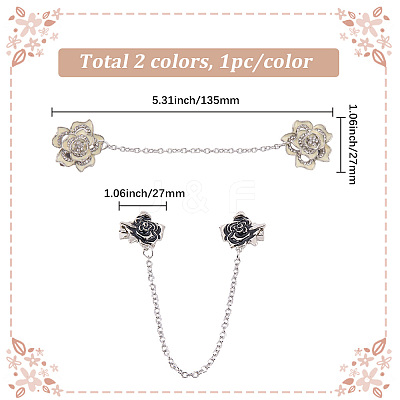 2Pcs 2 Styles Alloy Rhinestone Collar Clips AJEW-BM0001-47-1