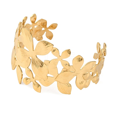 Ion Plating(IP) 304 Stainless Steel Cuff Bangles for Women BJEW-D048-03G-1