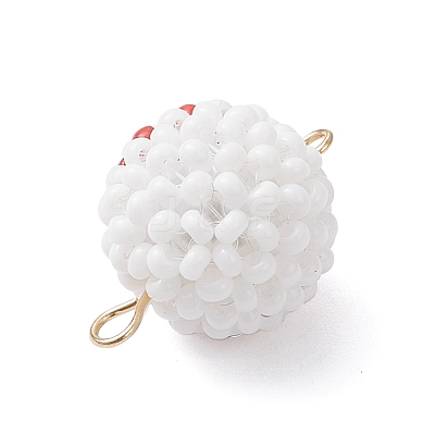 Halloween Glass Peal & Glass Seed Beaded Round Eye Links Connector Charms PALLOY-MZ00948-02-1