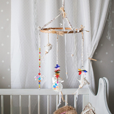 3Pcs Glass Dragonfly Hanging Suncatchers HJEW-FH00221-1