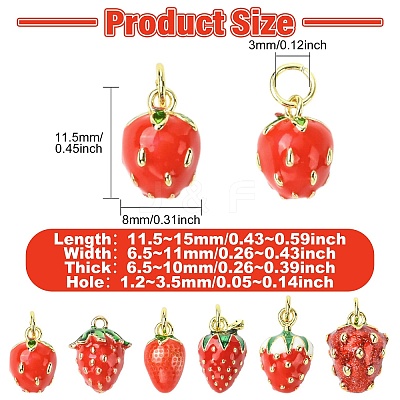 6Pcs 6 Styles Brass Enamel Pendants KK-CJ0003-69-1