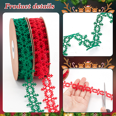 2 Rolls 2 Colors Christmas Snowflake Felt Lace Trim OCOR-PH0003-94-1