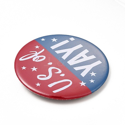 Independence Day Flat Round Tinplate Badge Pins JEWB-G021-01A-1