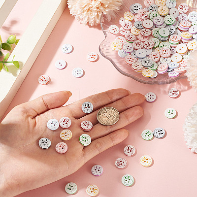 200Pcs 2-Hole Resin Buttons BUTT-TA0001-60A-1