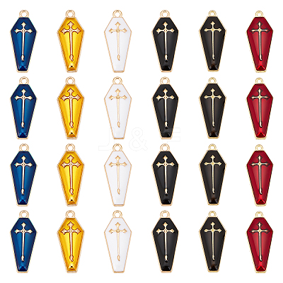 48Pcs 6 Colors Alloy Enamel Pendant ENAM-GA0001-03-1