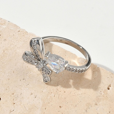 Brass Micro Pave Cubic Zirconia Cuff Open Rings RJEW-C163-17P-1