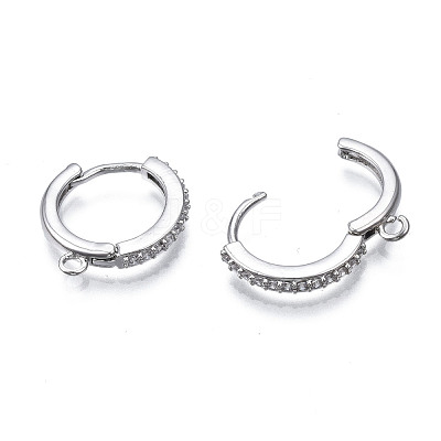 Brass Micro Pave Cubic Zirconia Huggie Hoop Earring Findings KK-T063-013P-NF-1