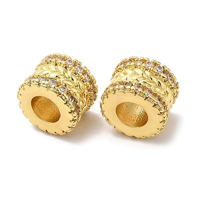 Rack Plating Brass Cubic Zirconia European Beads KK-R147-03G-1