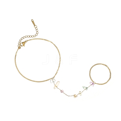 Gemstone Chip Link Chains for Women BJEW-G739-02G-1